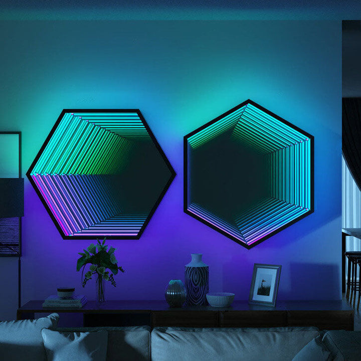 Lampe murale décorative créative à LED hexagonale/octogonale RVB 