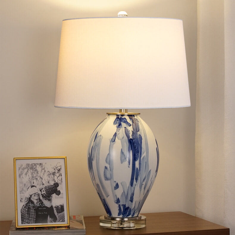 Simple Luxury Ink Ceramic Fabric 1-Light Table Lamp