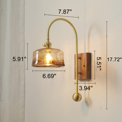 Modern Japanese Vintage Brass 1-Light Wall Sconce Lamp