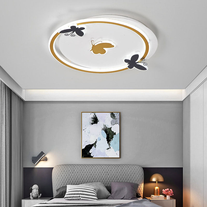 Modern Minimalist Round Square Iron Aluminum Acrylic LED Flush Mount Ceiling Light For Living Room