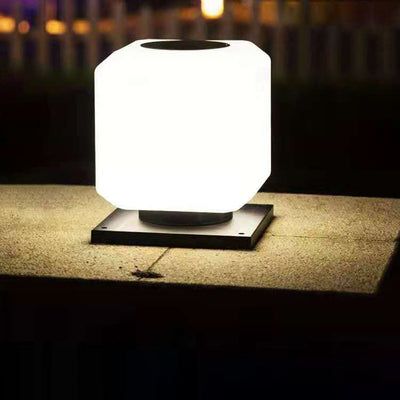 Modern Simple Solar Square Post Head Light LED Outdoor Waterproof Garden Landscape Light