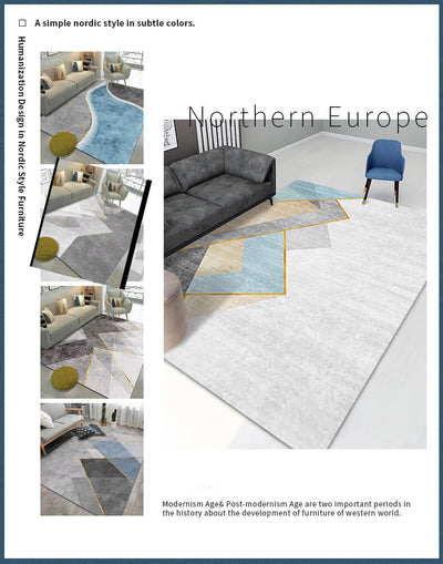 Scandinavian Luxury Geometric Pattern Rectangular Bedroom Living Room Rugs