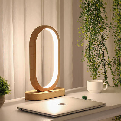 Nordic Minimalist Ring Wooden LED Sensor Dimming Table Lamp