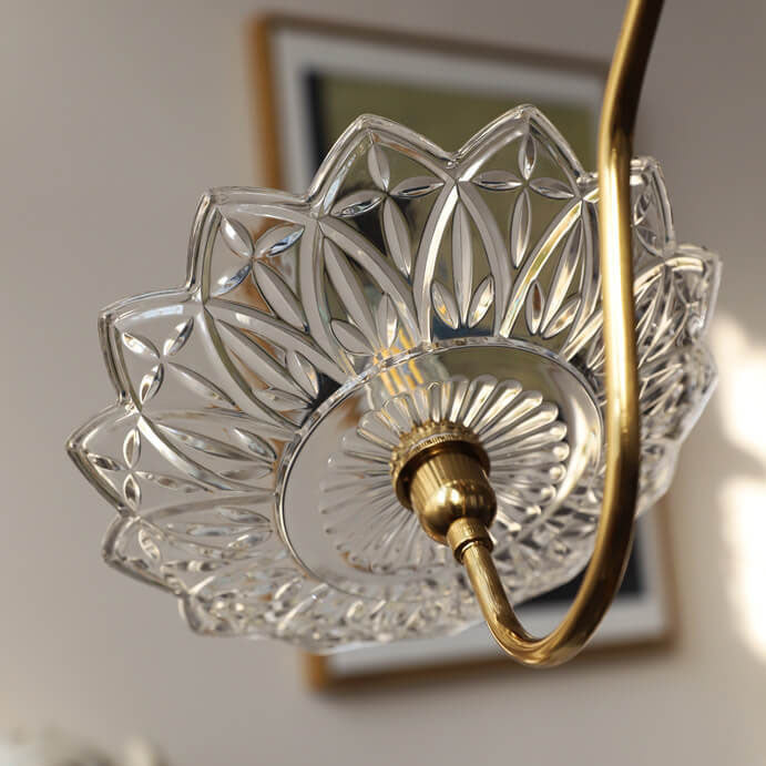 Lámpara de Araña de Vidrio con Mariposa y Flores Vintage Francesas de 4/6 Luces 