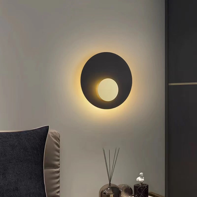 Moderne minimalistische Eisenrunde flache LED-Wandleuchte für das Schlafzimmer 
