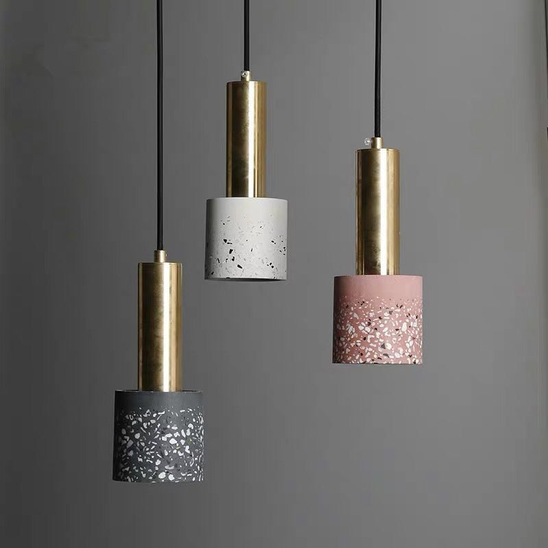 Moderne nordische Pendelleuchte aus farbigem Terrazzo und Metall mit 1 Flamme für das Wohnzimmer 