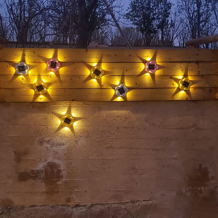 Lámpara de Aplique de Pared para Exterior LED Impermeable de Jardín Pentagrama Solar 