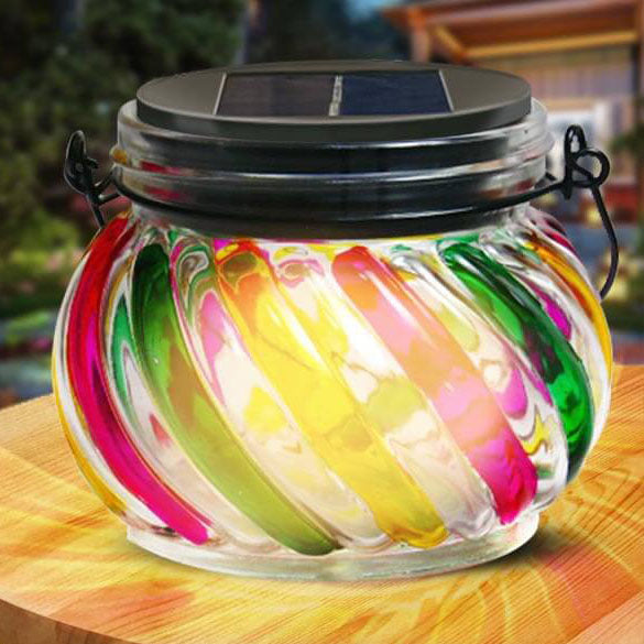 Bocal Arc-en-ciel Solaire Extérieur Étanche Décoratif pour Chemin de Patio 