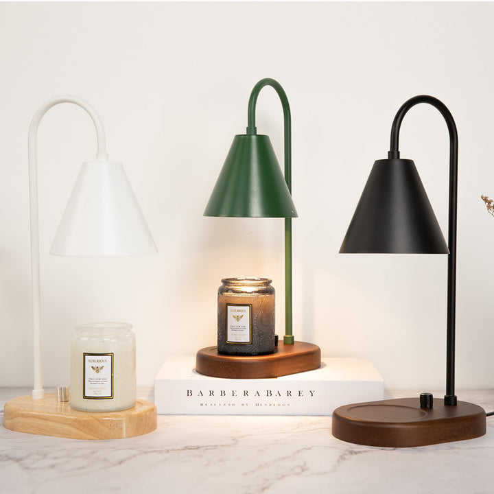 Lampe de table en cire fondue à 1 lumière, matériel européen vintage, cône en bois 