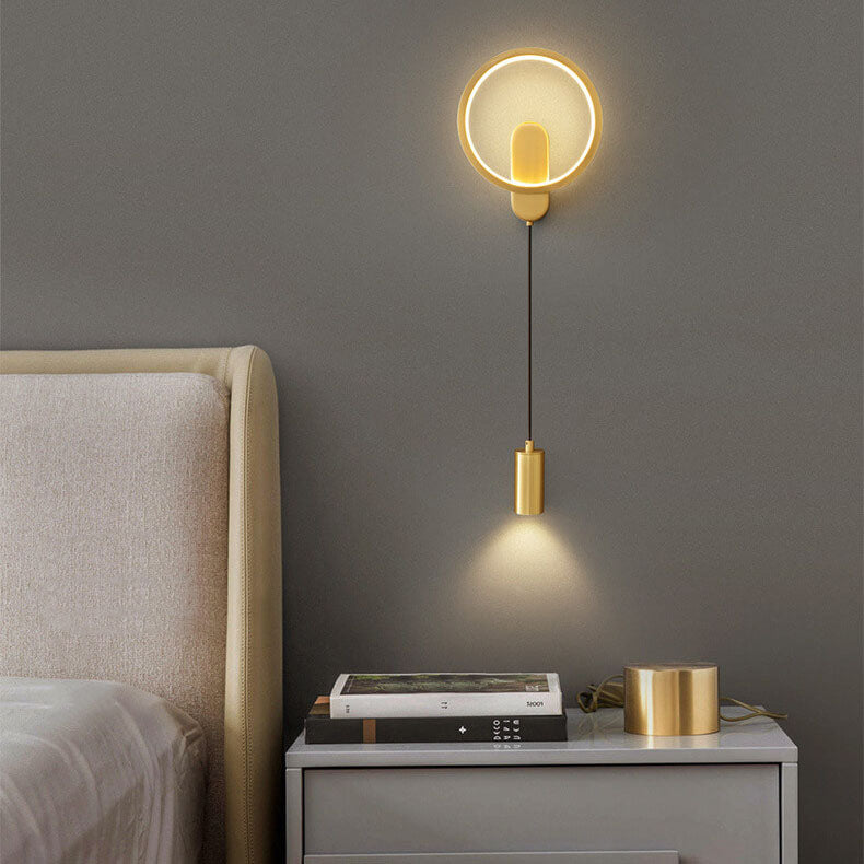 Lámpara Aplique de Pared Creativa LED Redonda Nórdica de Cobre Industrial 
