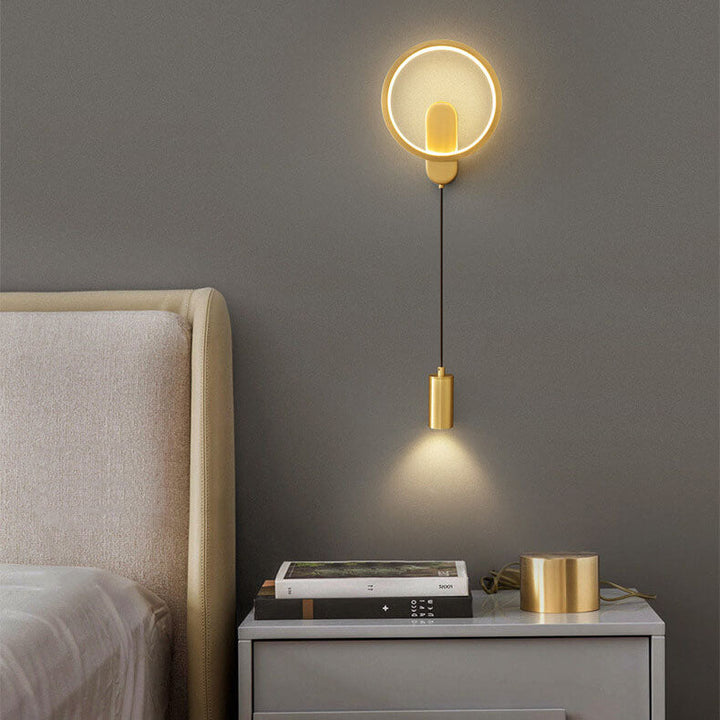 Lámpara Aplique de Pared Creativa LED Redonda Nórdica de Cobre Industrial 