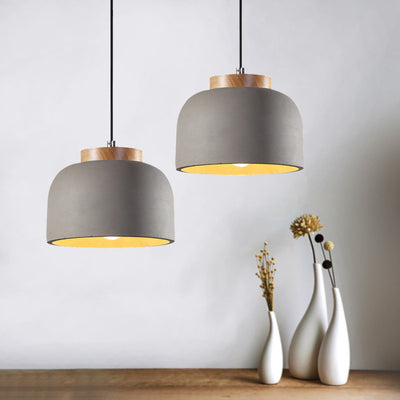 Nordic Creative Solid Wood Cement Dome 1-Light Pendelleuchte 