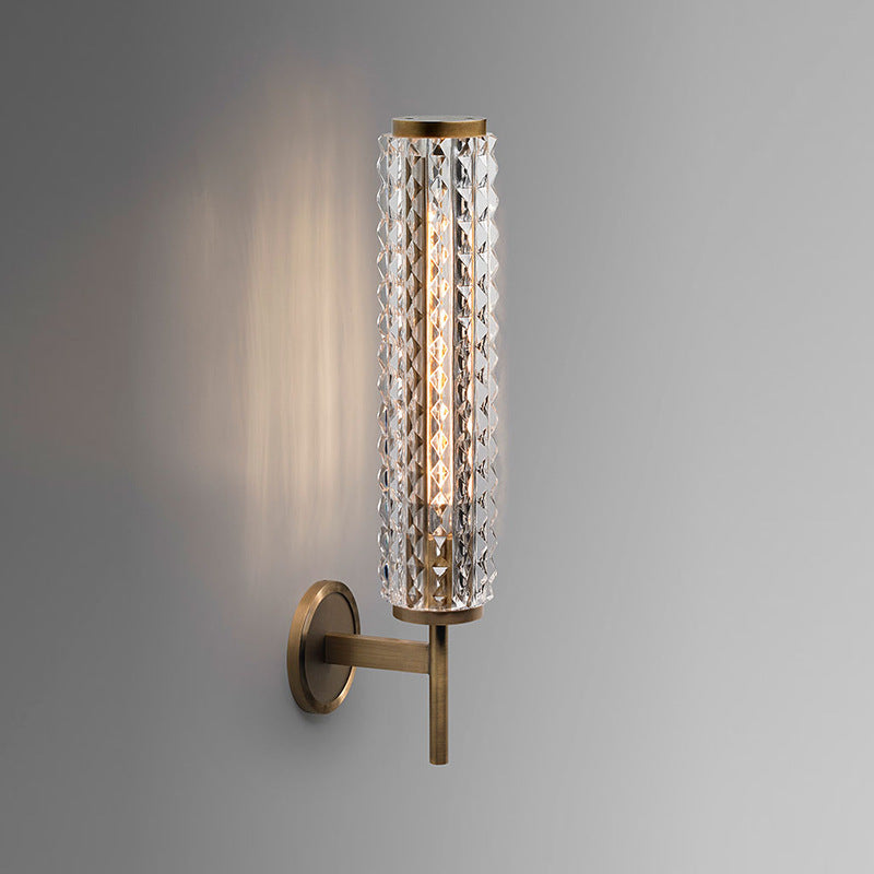 Nordic Luxury Glass Column Messing 1-Licht-Wandleuchte