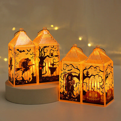 Petite lanterne Portable citrouille d'halloween, squelette de sorcière, décorations d'ambiance, lumières 