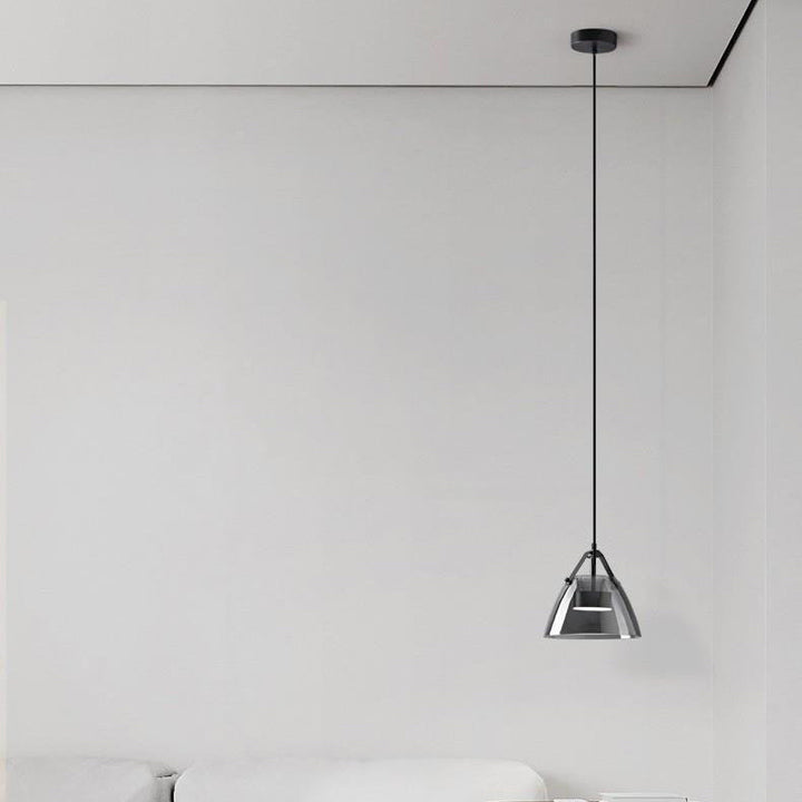 Contemporary Scandinavian Glass Conical Shade LED Island Light Chandelier For Dining Room