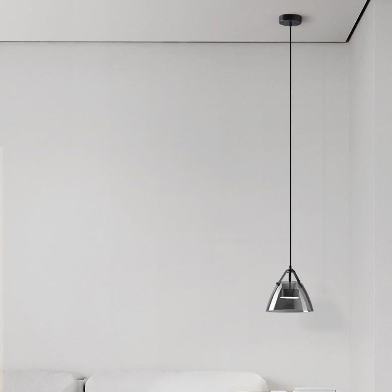 Contemporary Scandinavian Glass Conical Shade LED Island Light Chandelier For Dining Room