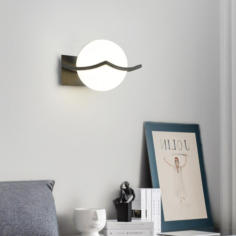 Modern Minimalist Glass Orb Iron Frame 1-Light Wall Sconce Lamp