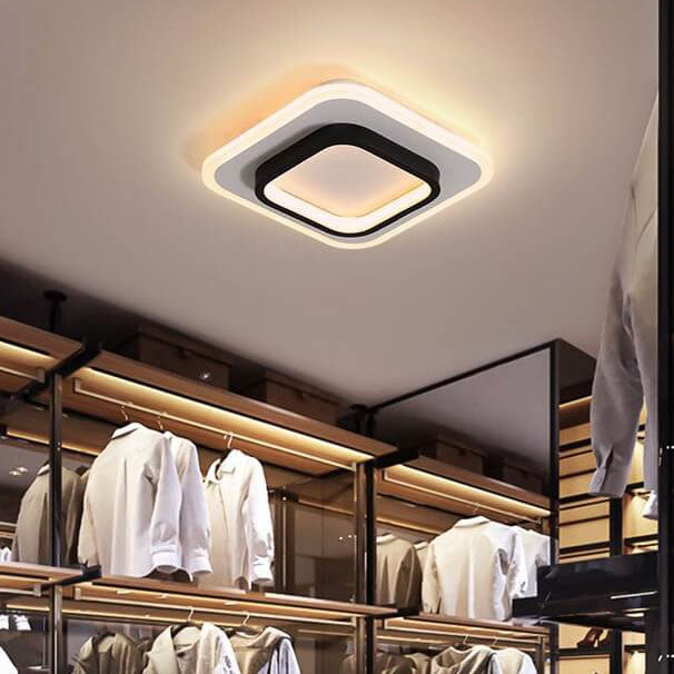 Luz de montaje empotrado LED de hierro acrílico blanco y negro cuadrado moderno 