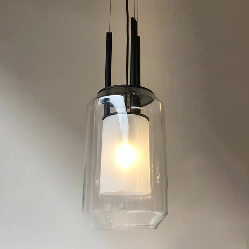 Moderner minimalistischer Glaszylinder-Glas 1-Licht-Pendelleuchte 