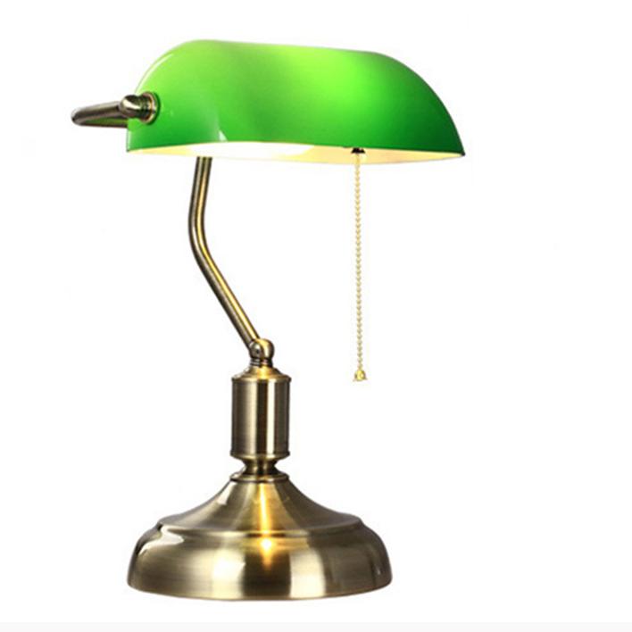 Retro Green Glass 1-Light LED Zipper Switch Table Lamp