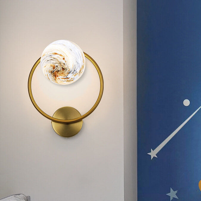 Modern Creative Planet Glass Circle 1-Light Wall Sconce Lamp