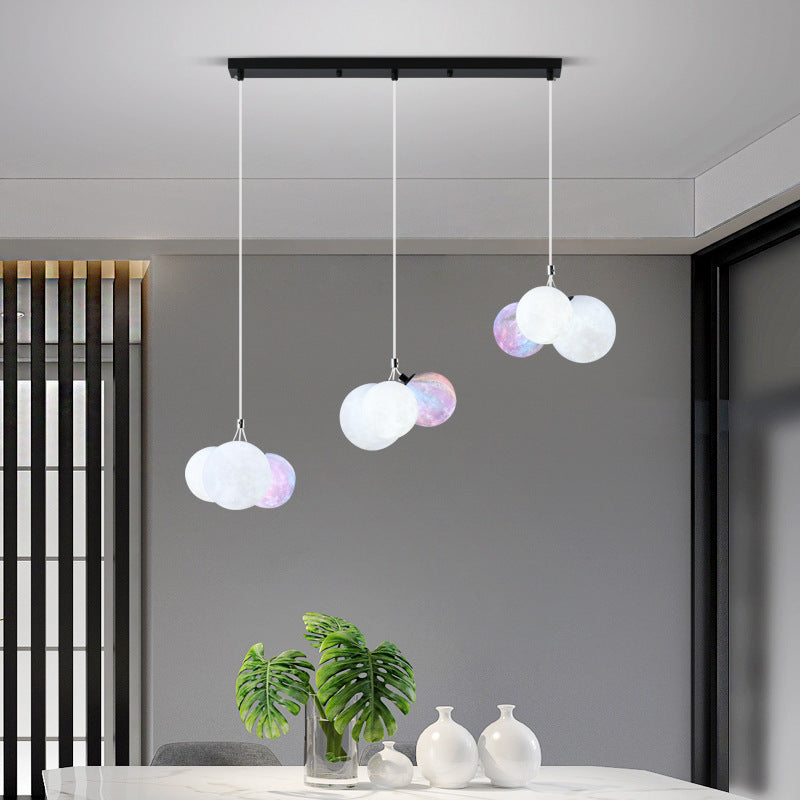Lustre à 9 lumières en fer créatif moderne en forme de lune 