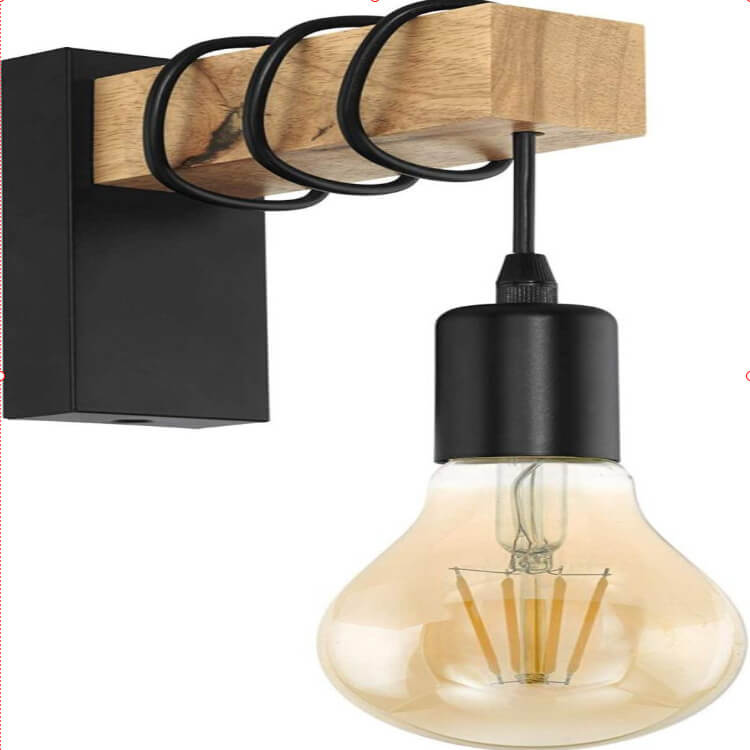 Kunststoff-Lampenschirm 1-Licht-Holzarm-Kugel-Wandleuchte 
