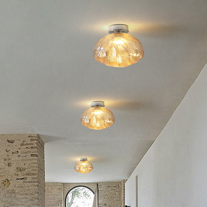 Conception de nuage en verre ambré créatif nordique LED Plafonnier semi-encastré 