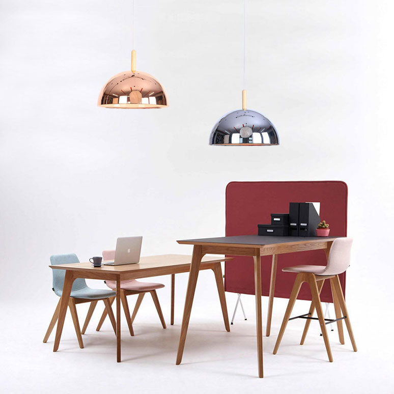 Nordic Simple Iron Dome Wood 1-Light Pendelleuchte
