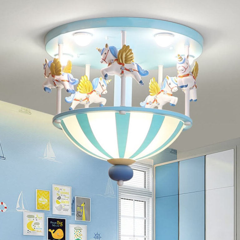 Cartoon Creative Carousel Flush Mount Ceiling Light