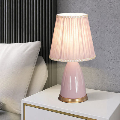 Modern Minimalist Ceramic Cone Shade 1-Light Touch Dimmer Table Lamp