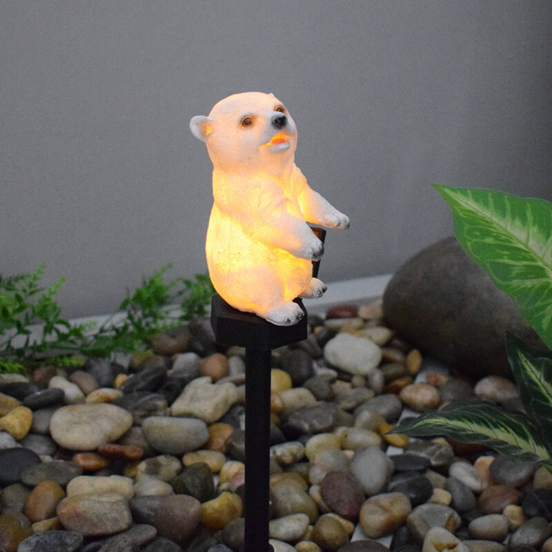 Solar Resin Bear Outdoor Lawn Ground Insert Path Light