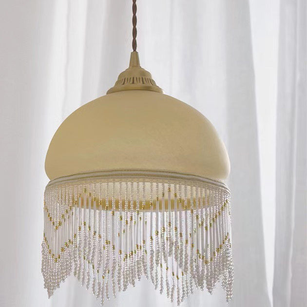 Traditionelle Vintage-Pendelleuchte mit runder Quaste aus Messing und Glas, 1 Licht, für Wohnzimmer 
