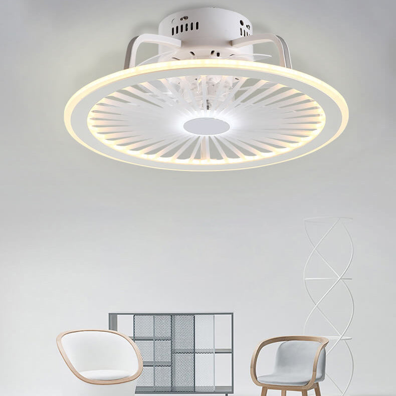 Simple Round Slim ABS LED Flush Mount Ceiling Fan Light