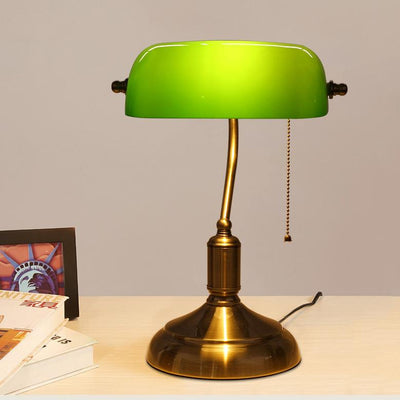 Retro Green Glass 1-Light LED Zipper Switch Table Lamp