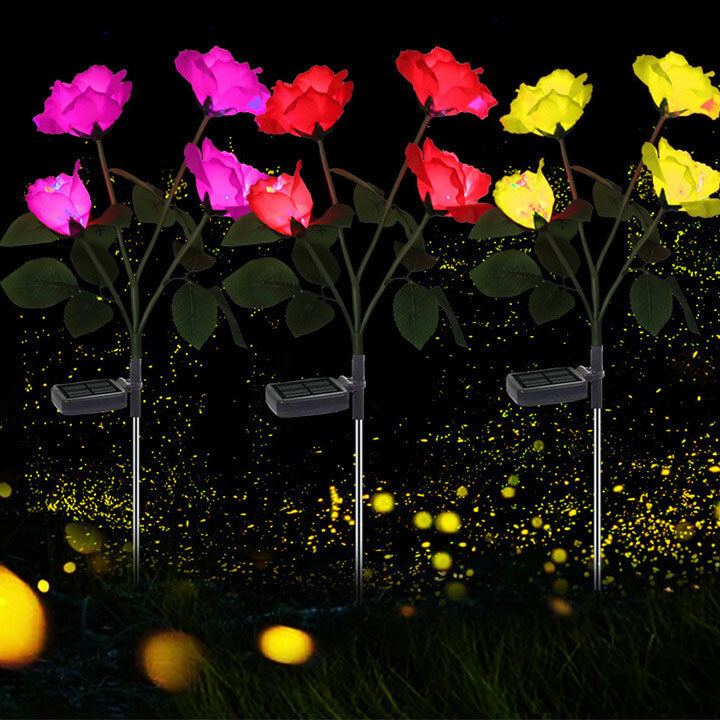 Solar Rose LED Outdoor Lawn Decorative Ground Plug Light