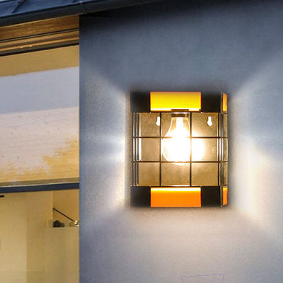 Solar Creative Square Cage Light Control LED Outdoor Waterproof Wall Sconce Lamp