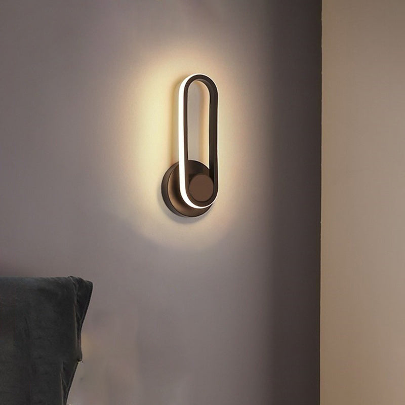 Contemporary Simplicity Iron Oval Ring Rotatable LED Wall Sconce Lamp For Bedroom