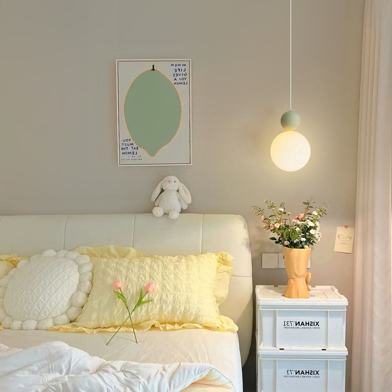 Zeitgenössische nordische PE-Globus-Ball-Eisen-1-Licht-Pendelleuchte für das Schlafzimmer 