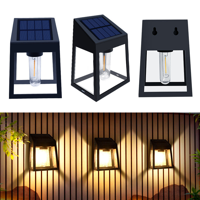 Modern Minimalist ABS PC Solar Outdoor Waterproof Trapezoidal Light Control Sensor LED Wall Sconce Lamp for Outdoor Patio