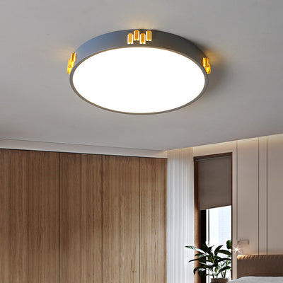 Nordic Simple Round Hollow Wood LED Flush Mount Ceiling Light