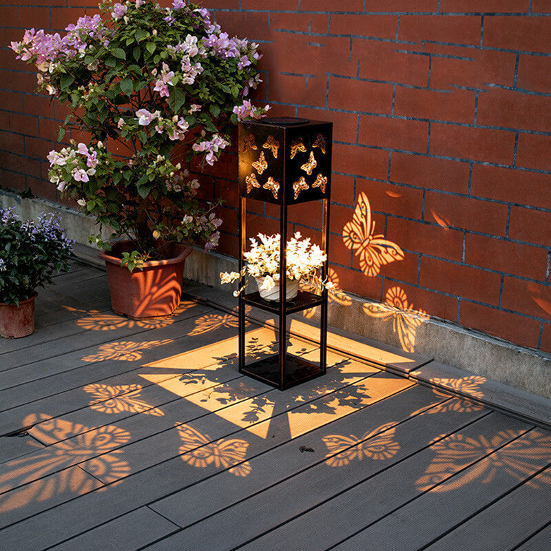 Solar Butterfly Light Shadow Square Shelf Planter Light Garden Decorative Outdoor Waterproof Patio Outdoor Light
