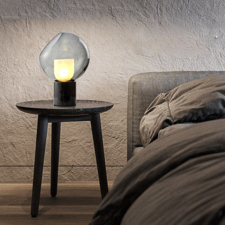 Lámpara de Mesa de 1 Luz con Base de Mármol Minimalista Nórdico y Bola de Vidrio 