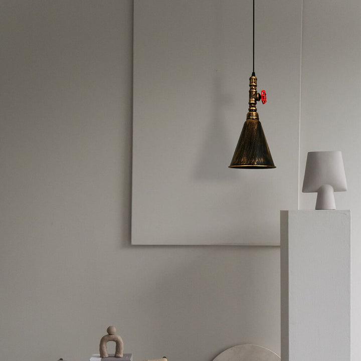 Moderne industrielle 1-flammige Pendelleuchte aus Eisen in Kegelform mit Wasserrohr-Design für das Wohnzimmer 