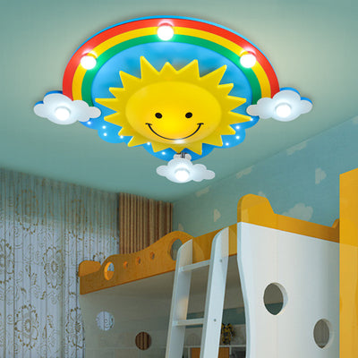 Modern Creative Rainbow Sun Children's LED Flush Mount Lighting
