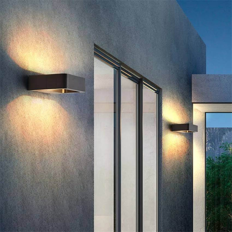 مصباح حائط مقاوم للماء بإطار مربع بسيط من الألومنيوم والزجاج LED 