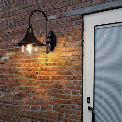 Contemporary Industrial Aluminum Horn Shape 1-Light Wall Sconce Lamp For Outdoor Patio