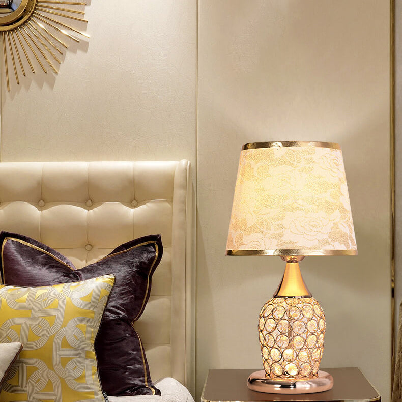 Lampe de table 1 lumière avec design créatif de motif en cristal européen 