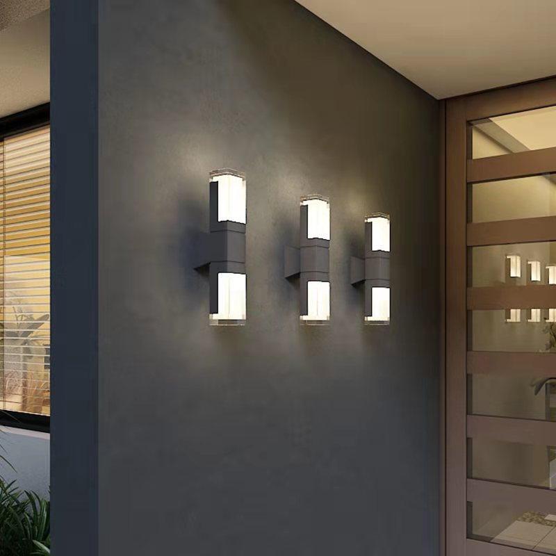مصباح حائط LED خارجي حديث مقاوم للماء على شكل عمود مستطيل 