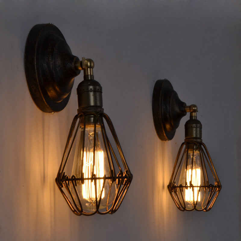 Zeitgenössische industrielle Eisen Bronze Runde Rahmen 1-Licht Wandleuchte Lampe für Flur 